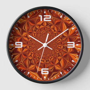 Reloj Patrón de arte digital caleidoscópico rojo-67546