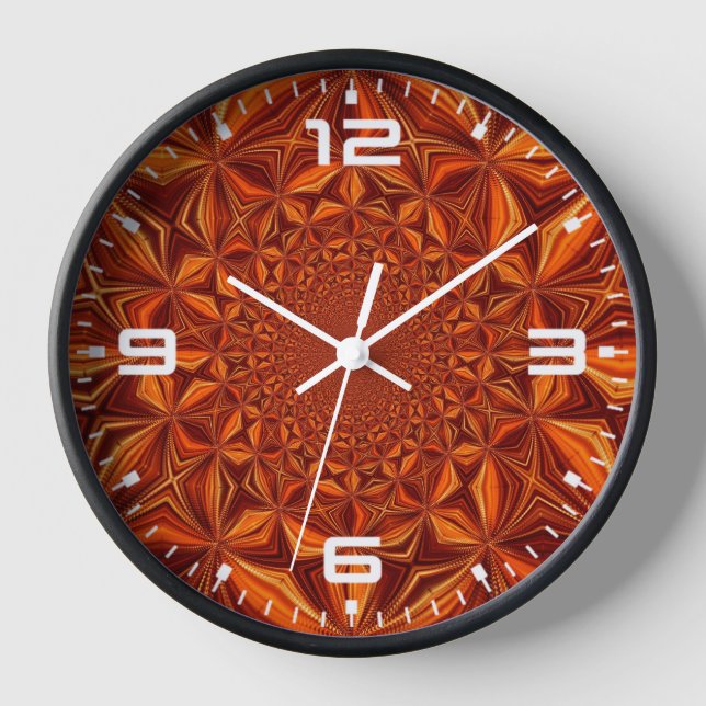 Reloj Patrón de arte digital caleidoscópico rojo-67546 (Anverso)