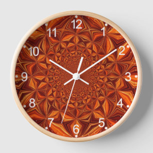 Reloj Patrón de arte digital caleidoscópico rojo-67546