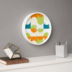 Reloj Patrón de arte retro verde lima azul Verde azulado