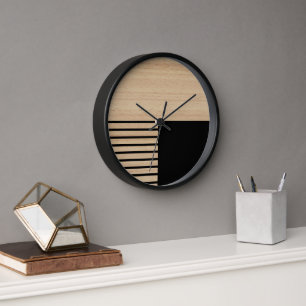 Reloj Patrón De Bandas De Bloque Contemporáneo En Faux W