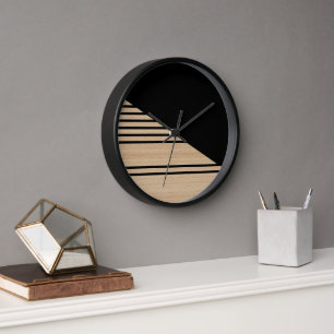 Reloj Patrón De Bandas De Bloque Contemporáneo En Faux W