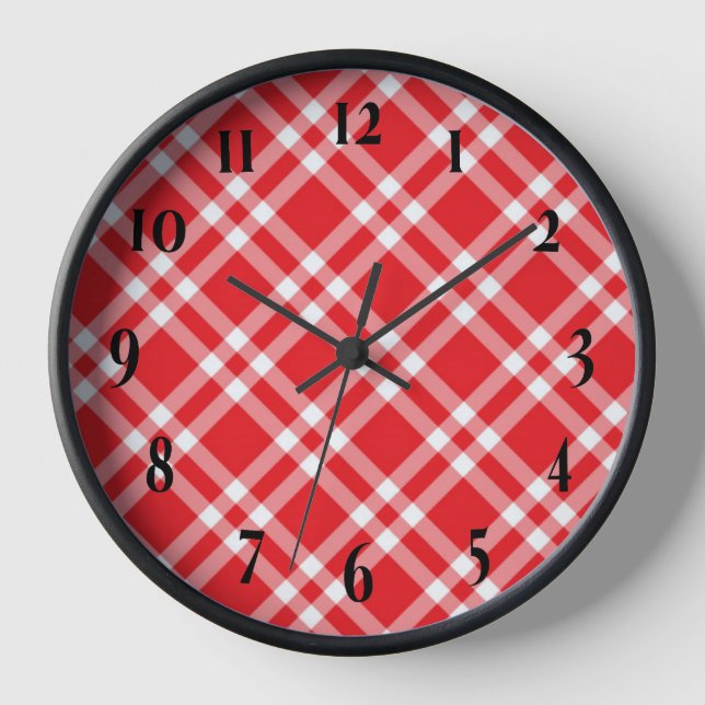 Reloj Patrón de cuadros rojos (Anverso)