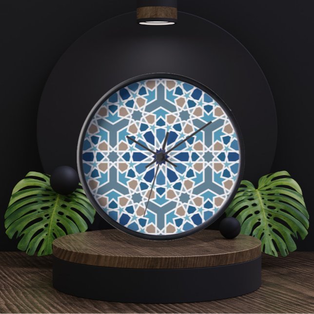 Reloj Patrón de diseño geométrico árabe (Arabic Geometric Design Pattern Wall Clock)