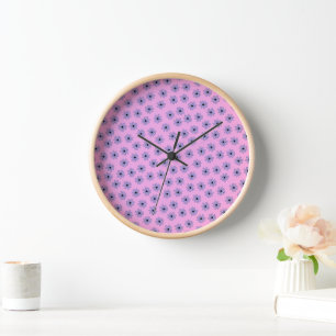 Reloj Patrón de flor pequeño pre-azul púrpura