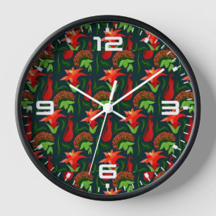 Reloj Patrón de flores rojas exóticas pintadas a mano-15