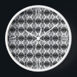 Reloj Patrón de fondo de pantalla Art Deco - blanco y ne<br><div class="desc">Papel pintado vintage,  Art Déco / motivos de baldosas - tonos grises / grises con blanco sobre fondo negro</div>