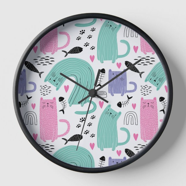 Reloj Patrón de gatos de corte (Anverso)