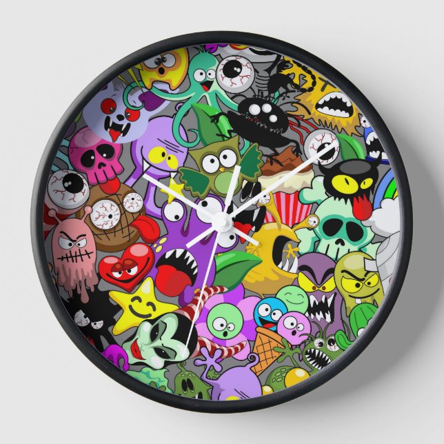 Reloj Patrón de Halloween de personajes adorables (Anverso)
