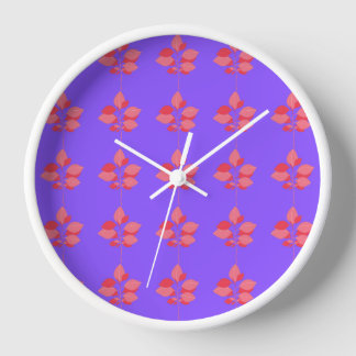 Reloj Patrón de hoja colorido sobre fondo morado