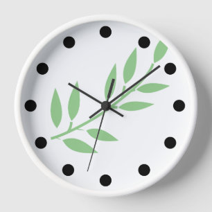 Reloj Patrón de hoja Mínimo Sage Verde Blanco Simple Reg