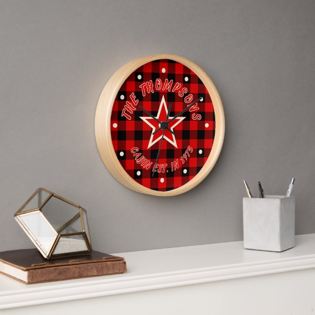 Reloj Patrón de la placa de comprobación de búfalo negro (Oficina)
