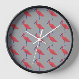 Reloj Patrón de pájaro colorido sobre fondo gris