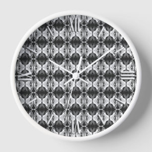 Reloj patrón de papel pintado Art Deco - negro y blanco