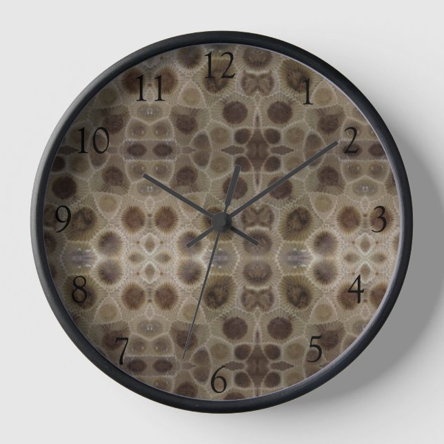 Reloj Patrón de piedra marrón claro de Petoskey Stone (Anverso)