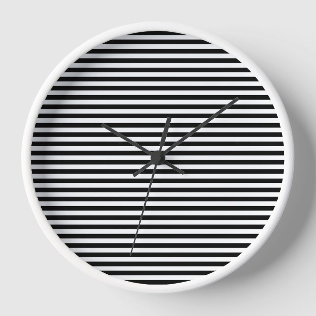 Reloj Patrón de rayas modernas en blanco y negro (Anverso)