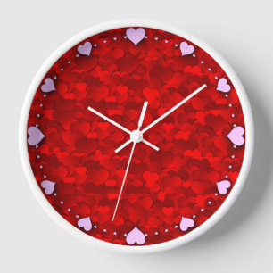 Reloj Patrón de textura de corazones de amor rojo románt