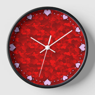 Reloj Patrón de textura de corazones de amor rojo románt