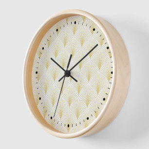 Reloj Patrón Geométrico Art Deco En Oro Y Blanco