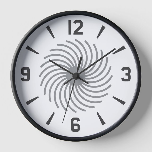 Reloj Patrón geométrico de espiral blanca y negra modern (Anverso)