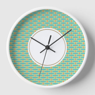 Reloj Patrón geométrico divertido circular acuático blan