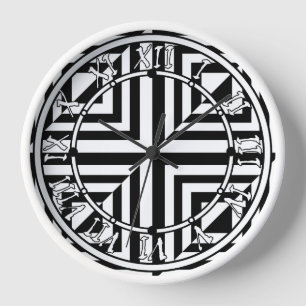 Reloj Patrón geométrico en blanco y negro