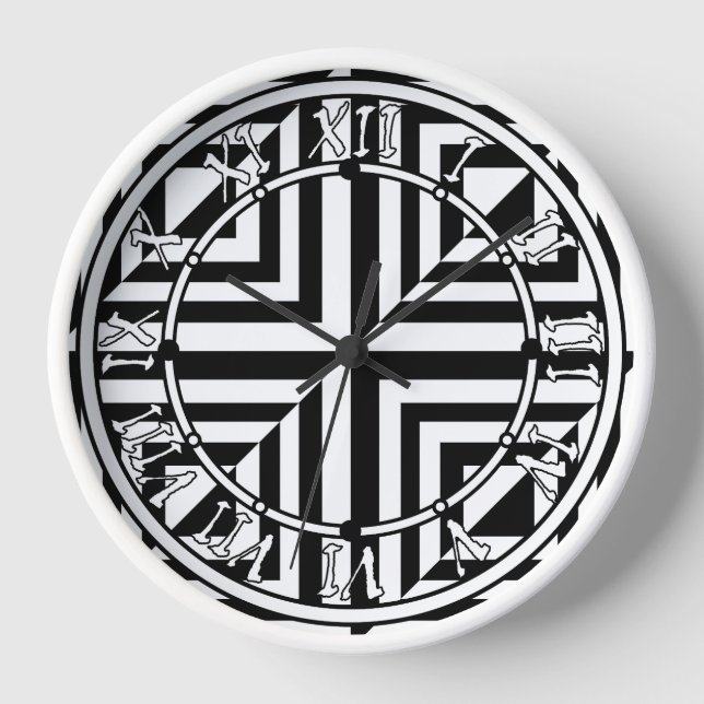 Reloj Patrón geométrico en blanco y negro (Anverso)