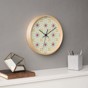 Reloj Patrón geométrico retro elegante pastel