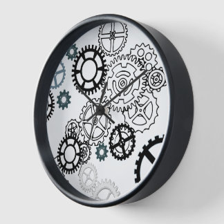 Reloj Patrón gris blanco azul para niños Decoración F