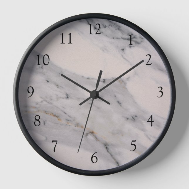 Reloj Patrón moderno de mármol rosa y negro (Anverso)
