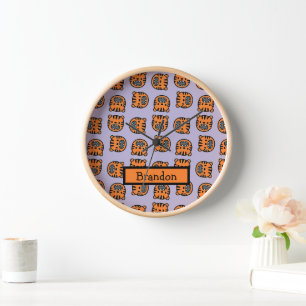 Reloj Patrón púrpura de la cara del tigre marrón