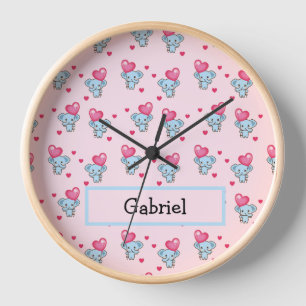 Reloj Patrón rosa de elefante corto