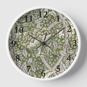Reloj : Patrón verde Windrush de William Morris: Vintage