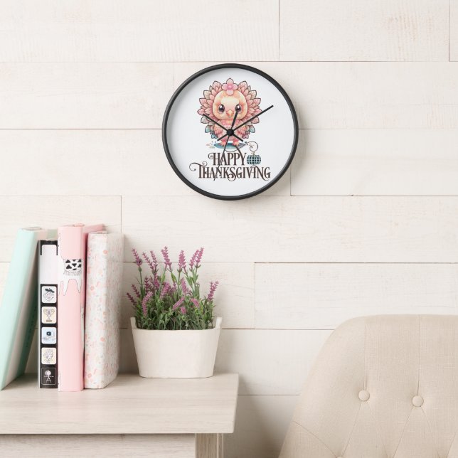 Reloj Pavo de Acción de Gracias Lindo (Sala de lectura)