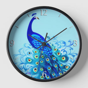 Reloj Pavo real en turquesa, azul cobalto y aqua