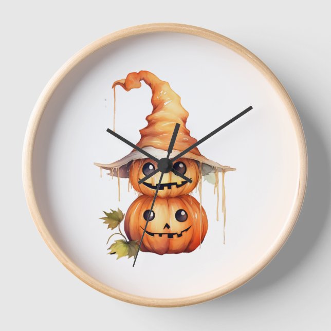 Reloj Pegatina Cute Pumpkins (Anverso)