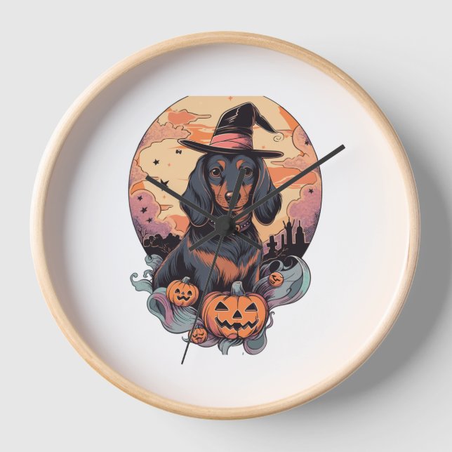 Reloj Pegatina de Halloween Dachshund (Anverso)
