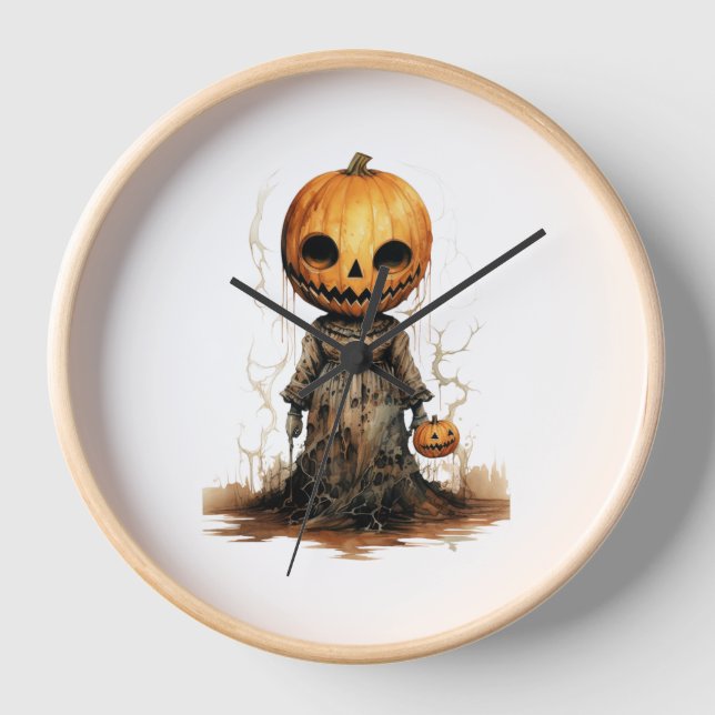 Reloj Pegatina de Halloween de muñecas de calabaza (Anverso)