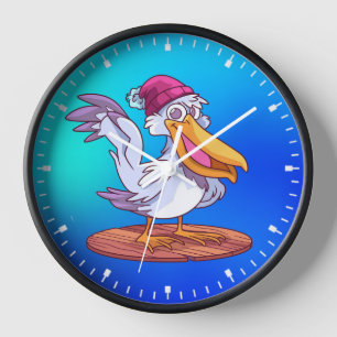 Reloj Pelícano de Navidad de Dibujo a Mano Dibujado