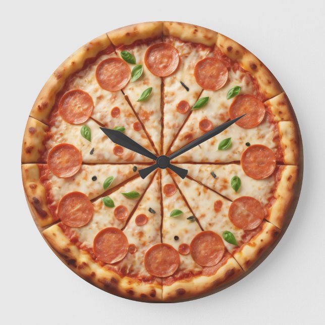 Reloj Pepperoni Pizza - Salchicha mantiene los núm (Anverso)