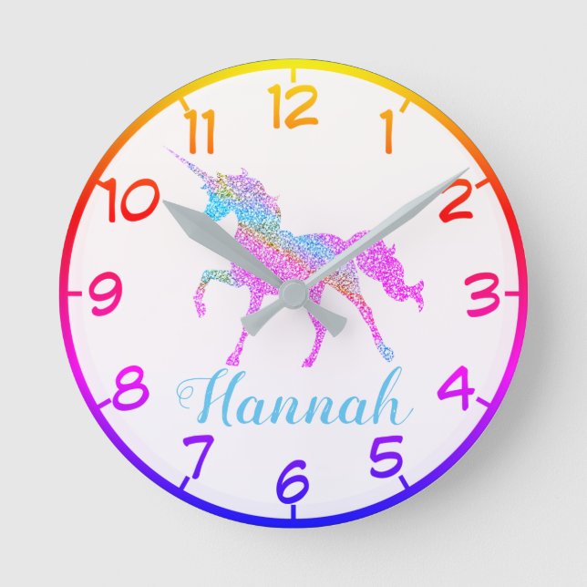 Reloj pequeño de unicornio colorido (Anverso)