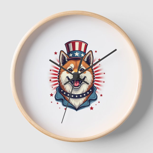 Reloj Perro Akita con Día de la Independencia (Anverso)