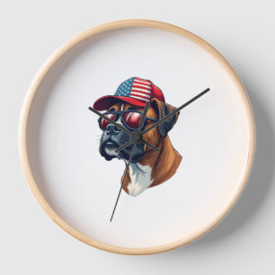 Reloj Perro Boxer Con Azul Rojo Blanco
