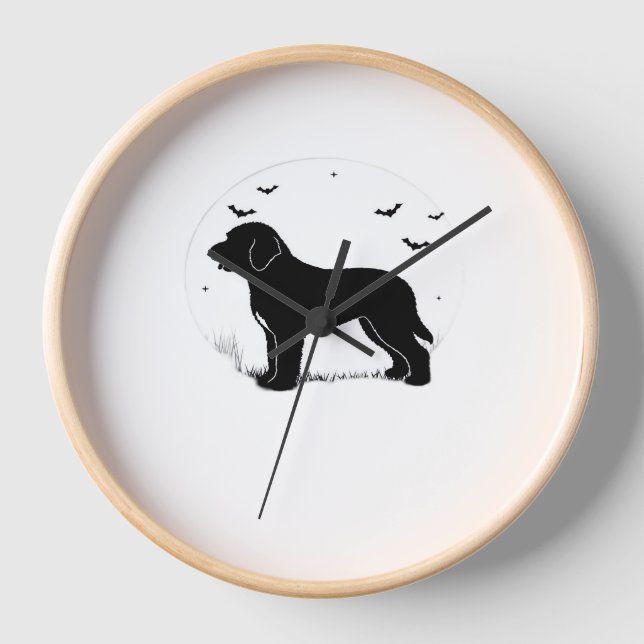 Reloj Perro de Barbet - Silhouette de luna de Halloween  (Anverso)