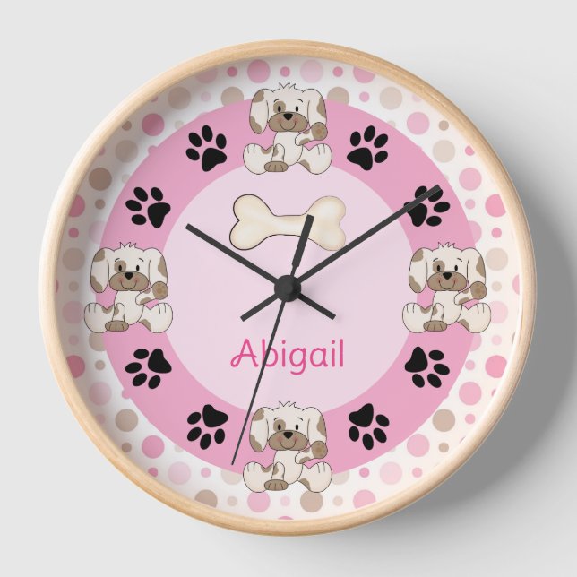 Reloj Perro de cachorro personalizado, pinturas de pata, (Anverso)
