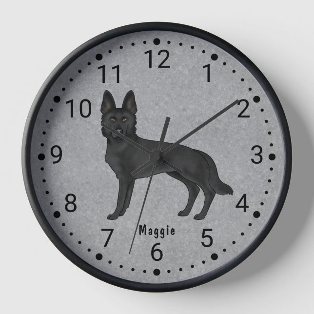Reloj Perro de dibujos animados pastor alemán negro relo (Anverso)