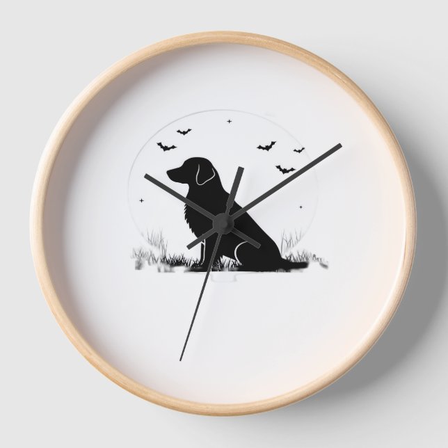 Reloj Perro Golden Retriever - Silueta de la luna de Hal (Anverso)