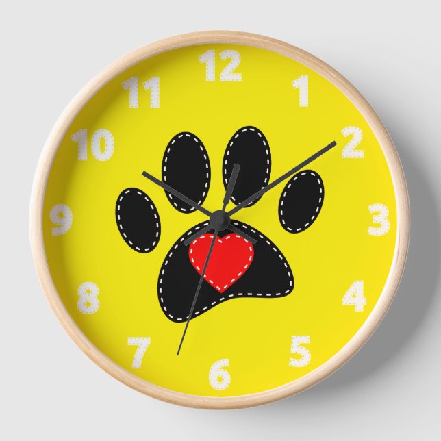 Reloj Perro mamá dibujando amarillo (Anverso)
