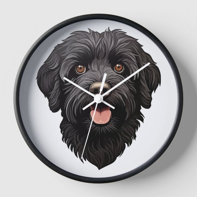 Reloj Perro negro Labradoodle (Anverso)