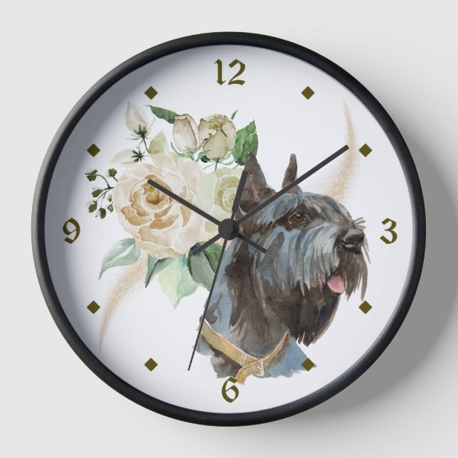 Reloj Perro Schnauzer, gigante de la rosa blanca (Anverso)